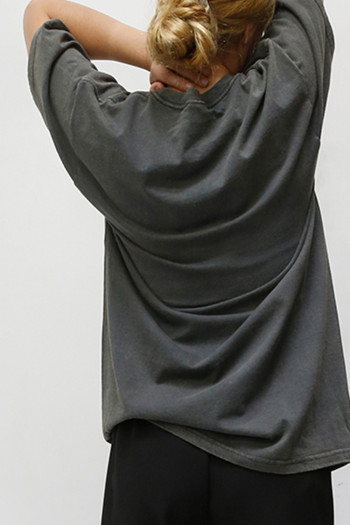 SPECIAL VINTAGE MINERAL WASHED CREW NECK TEE - DARK GREY