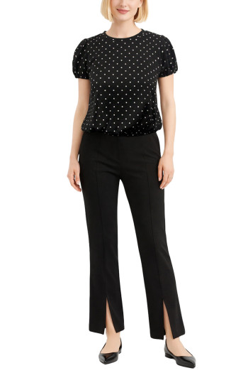 POLKA DOT BUBBLE CRINKLE SHORT SLEEVE ZIP BACK