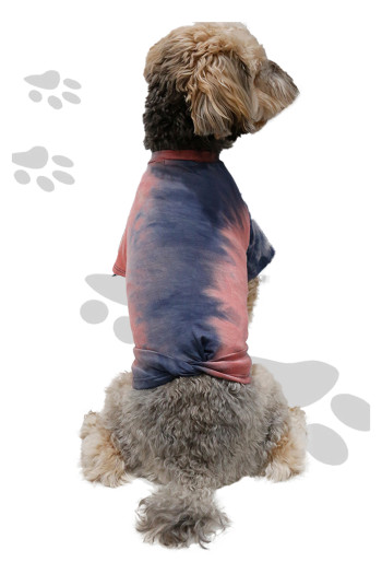 HAND TIE DYE DOGGY TWIST TEE - CORAL/SLATE