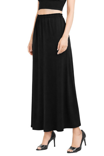 RAYON SPAN ELASTIC WAIST MAXI SKIRT