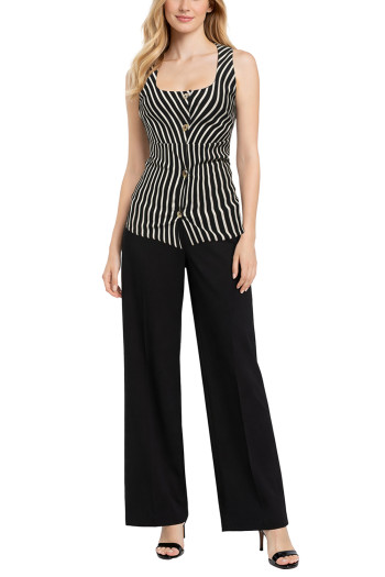 PONTI STRIPE SQUARE NECK VEST