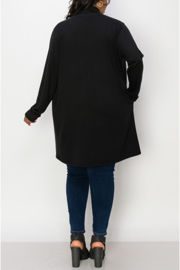 FRENCH TERRY DRAPED FLYAWAY CARDIGAN CURVE