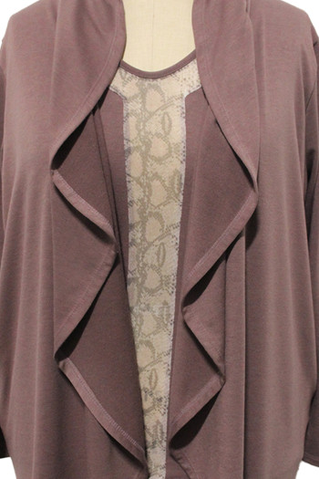 FRENCH TERRY DRAPED FLYAWAY CARDIGAN CURVE