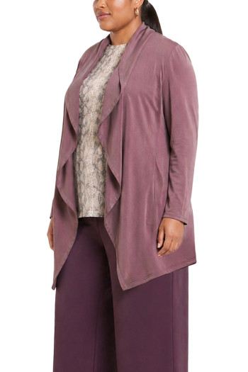 FRENCH TERRY DRAPED FLYAWAY CARDIGAN CURVE
