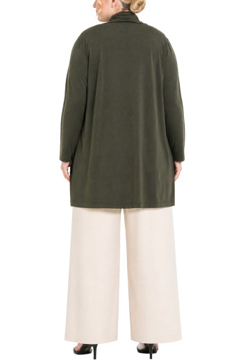 FRENCH TERRY DRAPED FLYAWAY CARDIGAN CURVE
