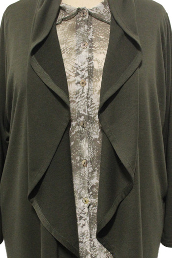 FRENCH TERRY DRAPED FLYAWAY CARDIGAN CURVE