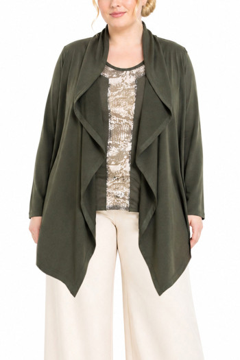 FRENCH TERRY DRAPED FLYAWAY CARDIGAN CURVE