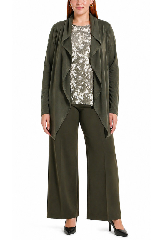 FRENCH TERRY DRAPED FLYAWAY CARDIGAN CURVE
