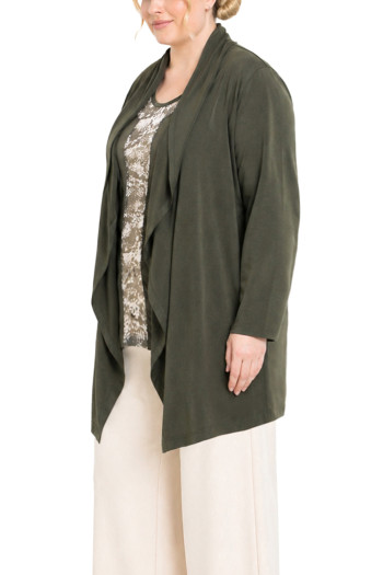 FRENCH TERRY DRAPED FLYAWAY CARDIGAN CURVE