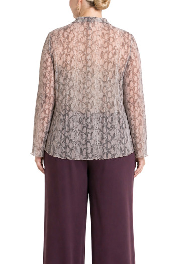 PYTHON MESH BUTTON FRONT SHIRT CURVE - IVORY/MAUVE