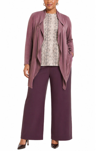 PYTHON MESH SCOOP NECK LONG SLEEVE LINED FRONT & BACK CURVE - IVORY/MAUVE