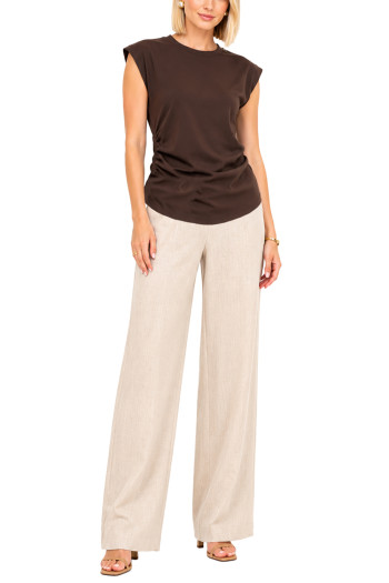 TECHNO CREPE SHORT SLEEVE SIDE RUCHED