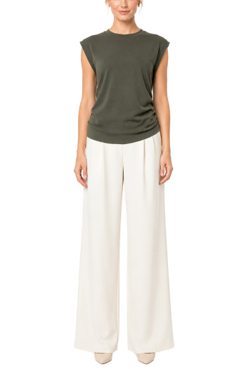 TECHNO CREPE SHORT SLEEVE SIDE RUCHED
