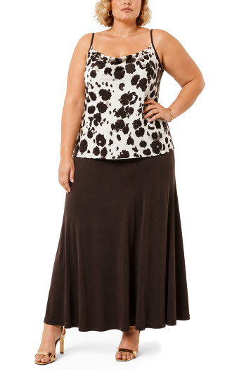 COW PRINT DRAPE NECK CAMI CONTRAST BACK CURVE