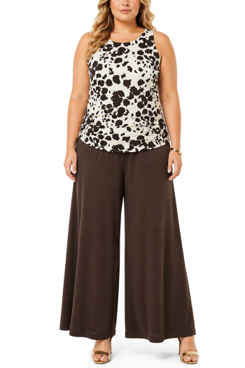 COW PRINT SIDE RUCHED LACE BACK TANK CURVE