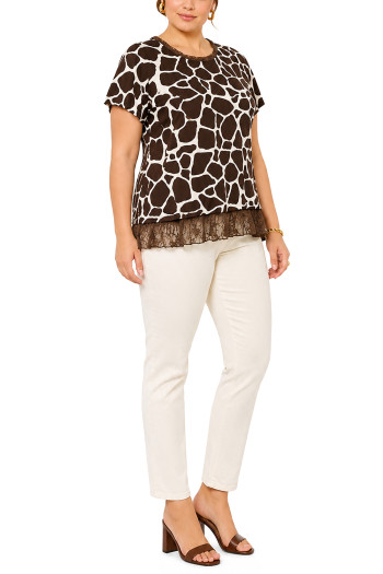 GIRAFFE PRINT LACE PLEAT BACK CURVE
