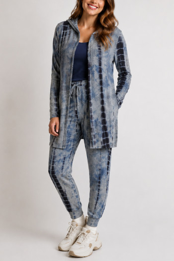 TIE DYE COZY ONE BUTTON HOODIE POCKET CARDI