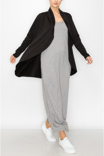FRENCH TERRY DRAPED CARDI