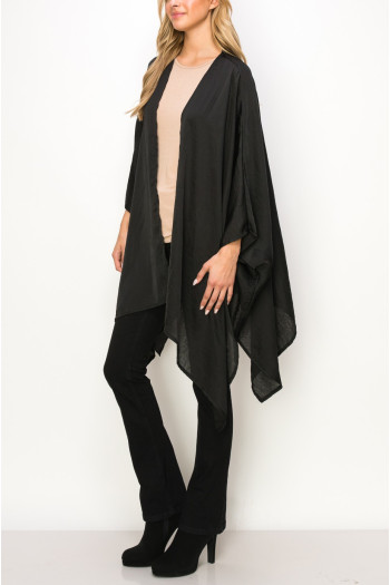 WASHED SATIN FLYAWAY KIMONO ONE SIZE FITS MOST S-3XL