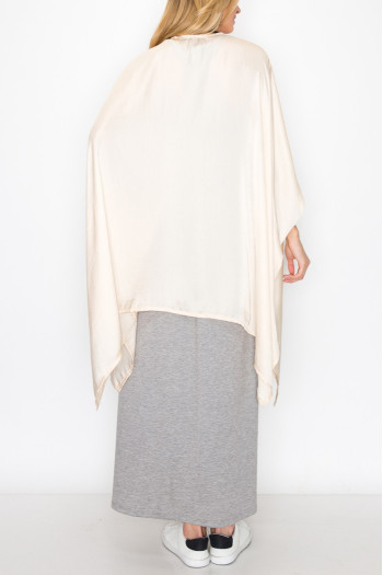 WASHED SATIN FLYAWAY KIMONO ONE SIZE FITS MOST S-3XL