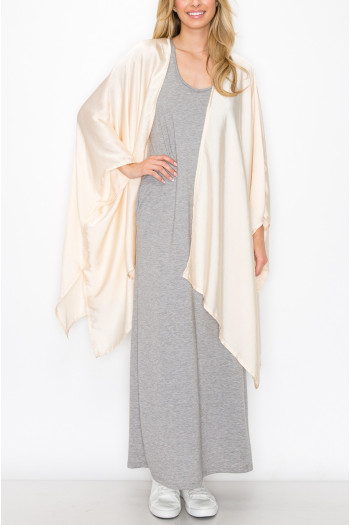 WASHED SATIN FLYAWAY KIMONO ONE SIZE FITS MOST S-3XL