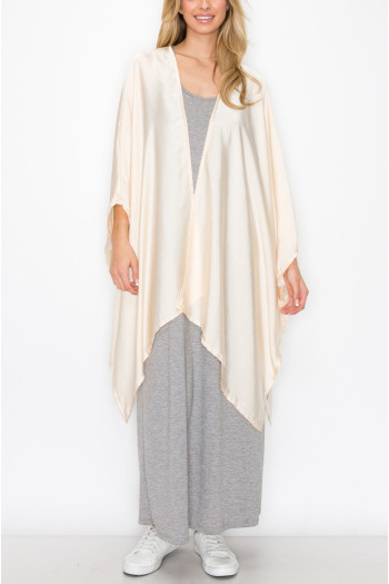 WASHED SATIN FLYAWAY KIMONO ONE SIZE FITS MOST S-3XL