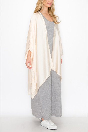WASHED SATIN FLYAWAY KIMONO ONE SIZE FITS MOST S-3XL