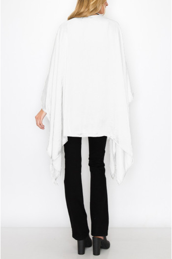 WASHED SATIN FLYAWAY KIMONO ONE SIZE FITS MOST S-3XL