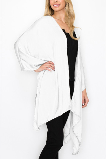 WASHED SATIN FLYAWAY KIMONO ONE SIZE FITS MOST S-3XL