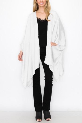 WASHED SATIN FLYAWAY KIMONO ONE SIZE FITS MOST S-3XL