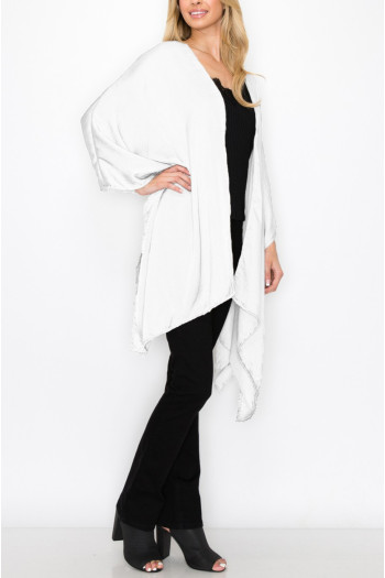 WASHED SATIN FLYAWAY KIMONO ONE SIZE FITS MOST S-3XL
