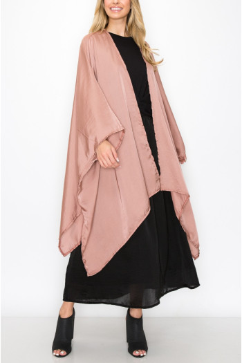 WASHED SATIN FLYAWAY KIMONO ONE SIZE FITS MOST S-3XL
