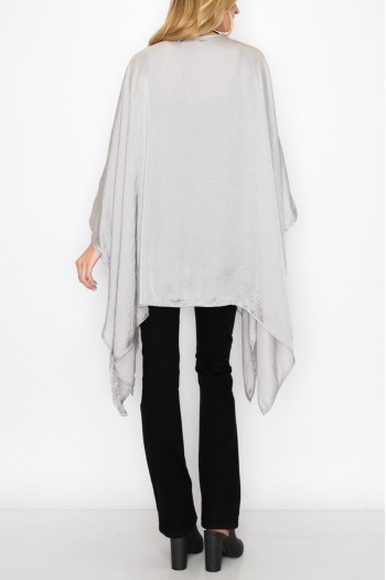 WASHED SATIN FLYAWAY KIMONO ONE SIZE FITS MOST S-3XL