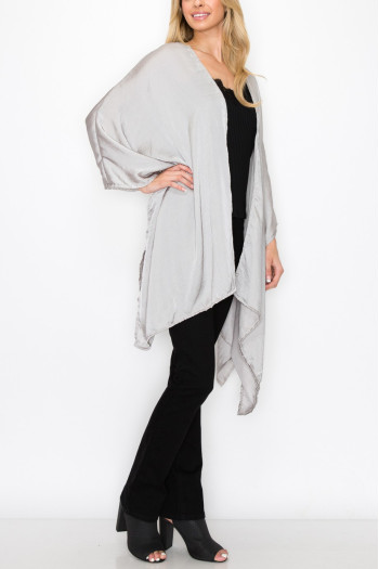 WASHED SATIN FLYAWAY KIMONO ONE SIZE FITS MOST S-3XL