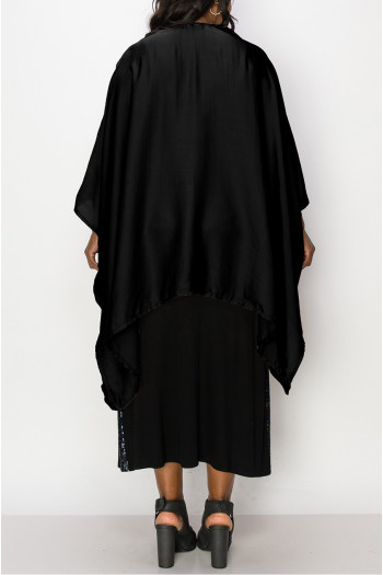 WASHED SATIN FLYAWAY KIMONO ONE SIZE FITS MOST S-3XL