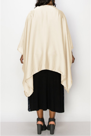 WASHED SATIN FLYAWAY KIMONO ONE SIZE FITS MOST S-3XL