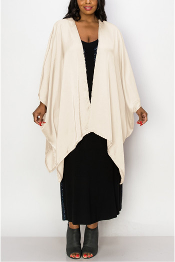 WASHED SATIN FLYAWAY KIMONO ONE SIZE FITS MOST S-3XL