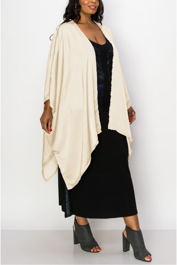 WASHED SATIN FLYAWAY KIMONO ONE SIZE FITS MOST S-3XL