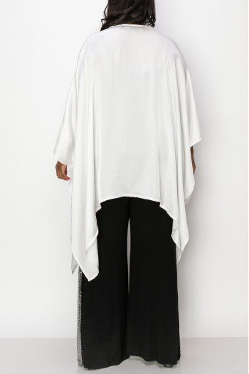 WASHED SATIN FLYAWAY KIMONO ONE SIZE FITS MOST S-3XL