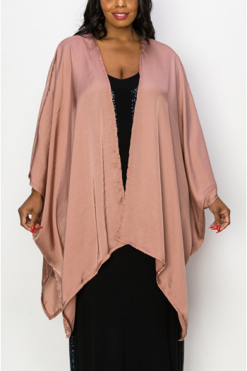 WASHED SATIN FLYAWAY KIMONO ONE SIZE FITS MOST S-3XL
