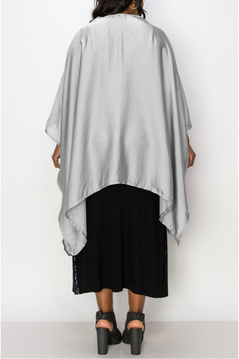 WASHED SATIN FLYAWAY KIMONO ONE SIZE FITS MOST S-3XL
