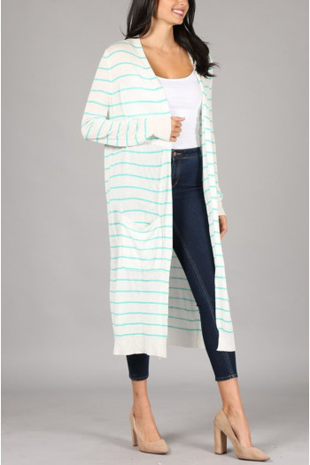 STRIPE LONG CARDIGAN SWEATER