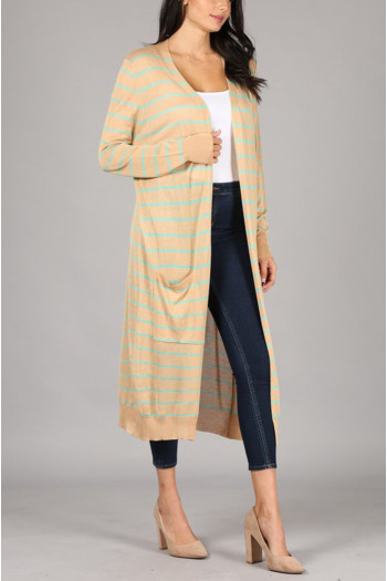 STRIPE LONG CARDIGAN SWEATER