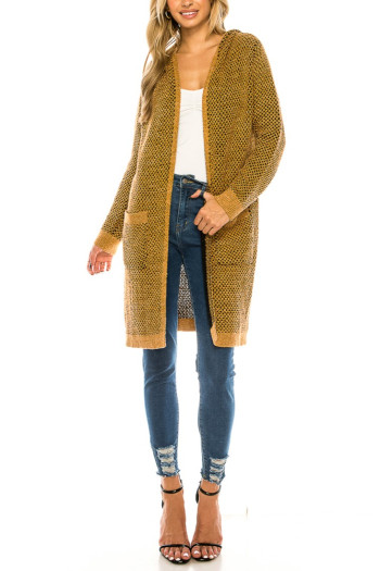 JACQUARD OPEN KNIT CARDIGAN SWEATER