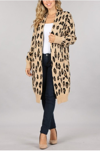 ANIMAL JACQUARD CARDIGAN SWEATER