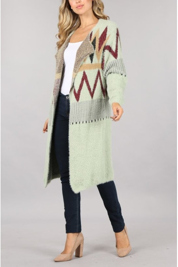 TRIBAL KNIT CARDIGAN SWEATER