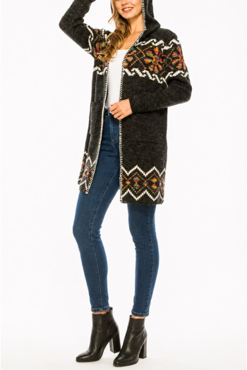 TRIBAL HOODIE CARDIGAN SWEATER
