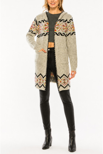 TRIBAL HOODIE CARDIGAN SWEATER