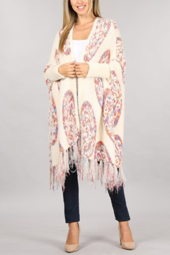 HEM LINE FRINGE CARDIGAN SWEATER