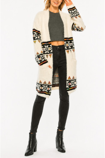 TRIBAL OPEN CARDIGAN SWEATER